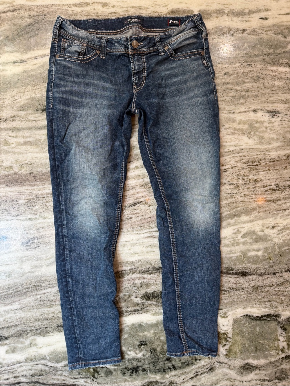 Silver Jeans Low Rise Dark Wash Skinny Jeans Size 32